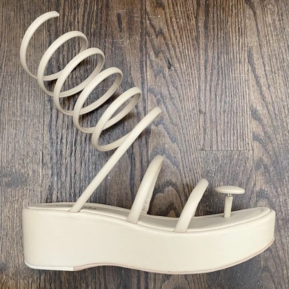 $498 Cult Gaia Alba Sand Leather Gladiator Platform Wedge Sandals Pumps 36 6 NEW - Picture 8 of 12